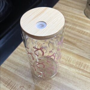 A Classy Chic Boutique Pink Ribbon Glass Jar